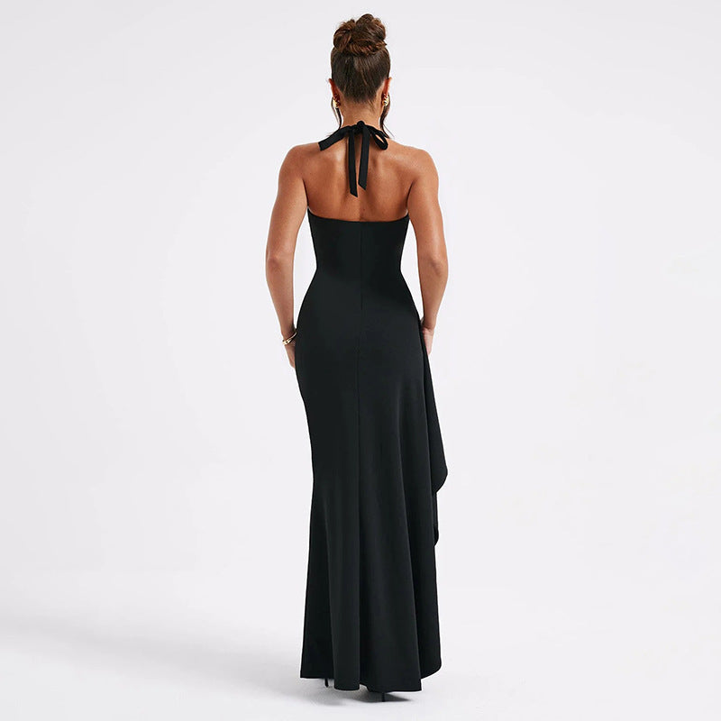 Sukienka maxi | dopasowany krój, bordowa
