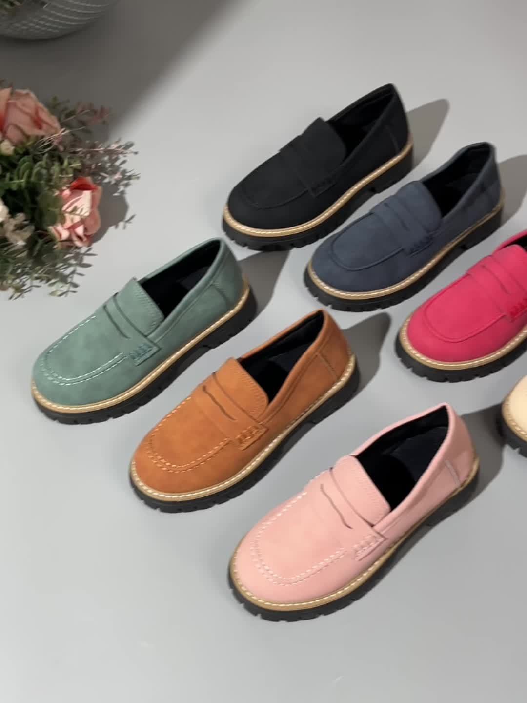Mokasyny damskie | okrągły nosek, styl retro