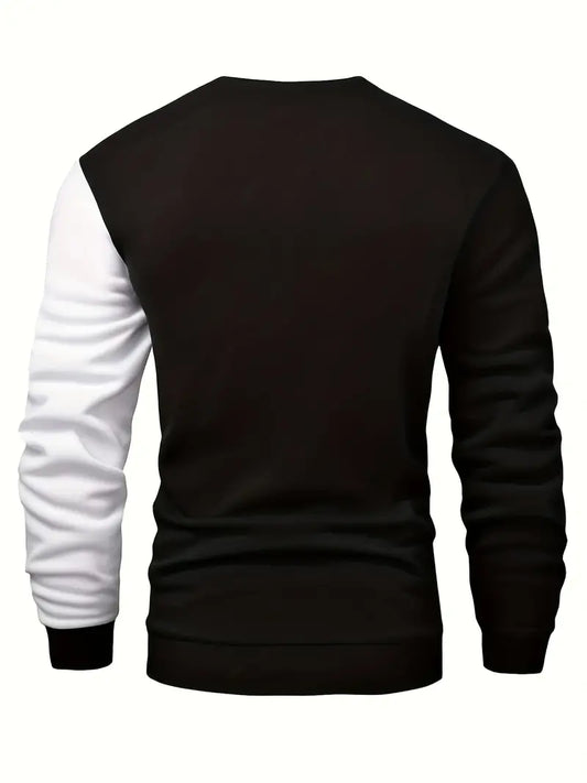 Sweter męski | wzór colorblock, okrągły dekolt