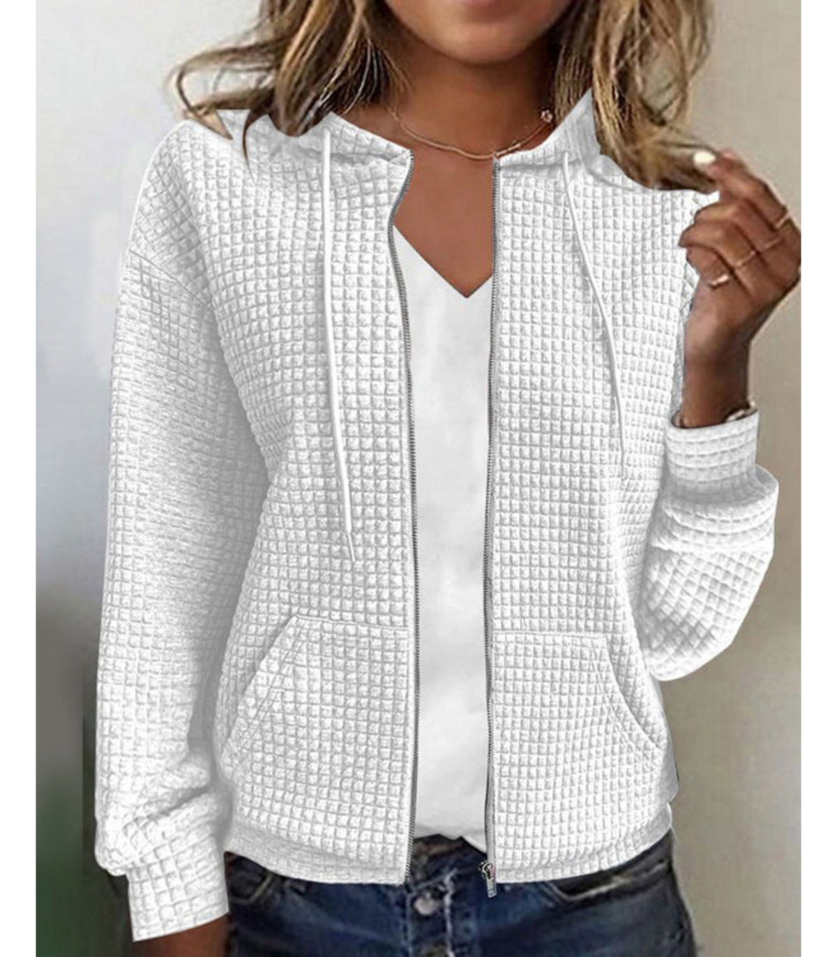 Bluza damska na zamek | tekstura, kieszenie