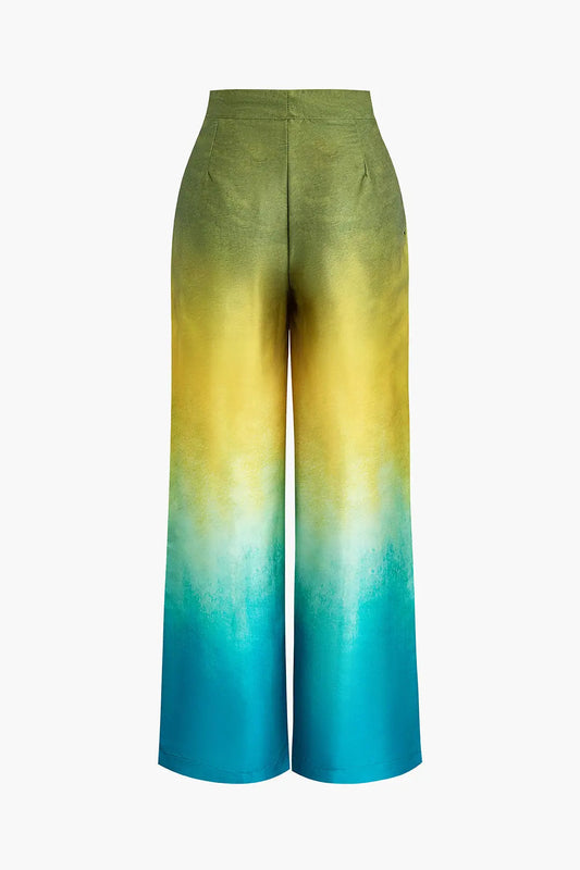 Spodnie damskie | efekt ombre, szerokie nogawki