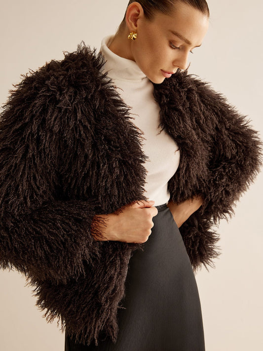 Kurtka teddy damska | sztuczne futro, oversize