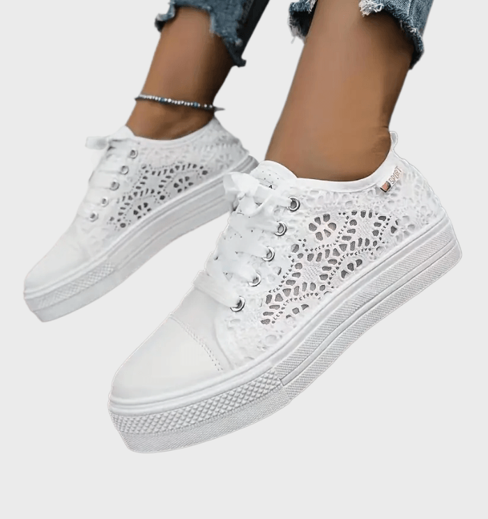 Sneakersy damskie | koronkowe zdobienie
