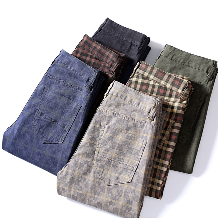 Spodnie męskie w kratę | slim fit, strukturalny pas