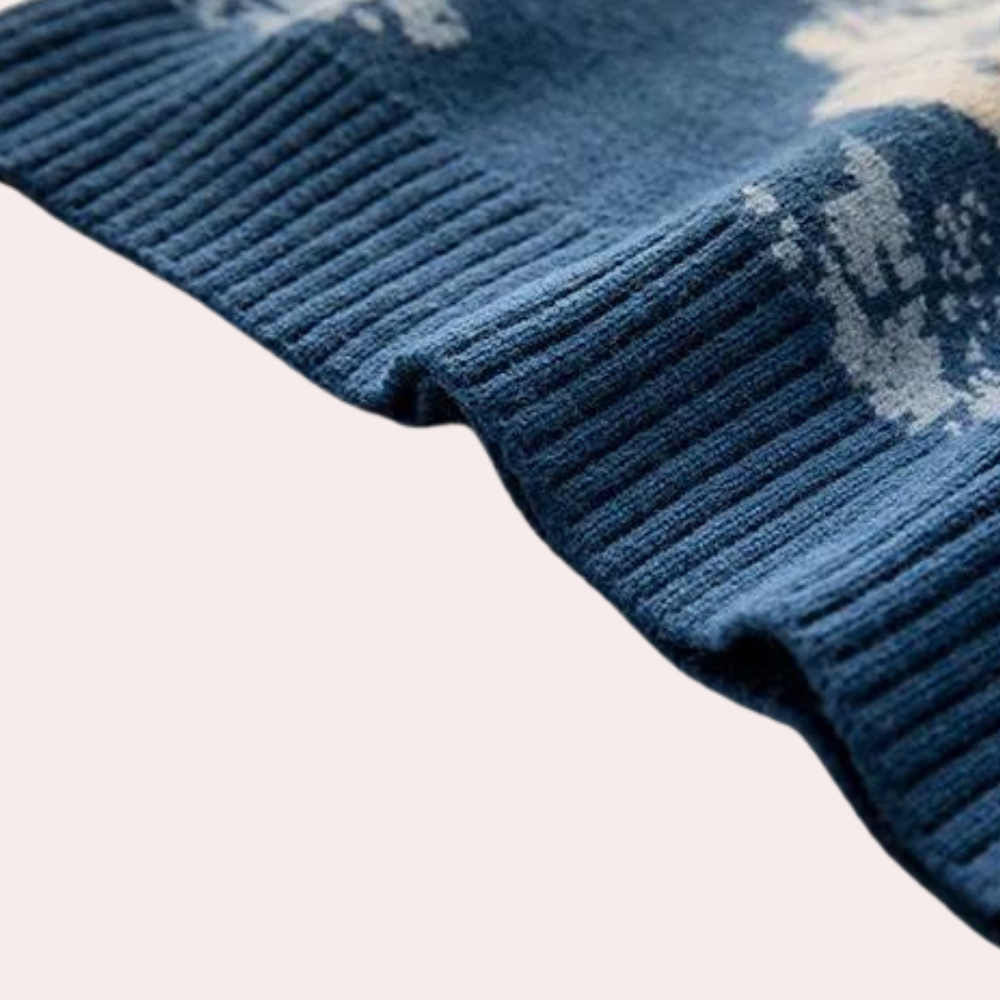 Sweter męski | wzór górski, luźny krój