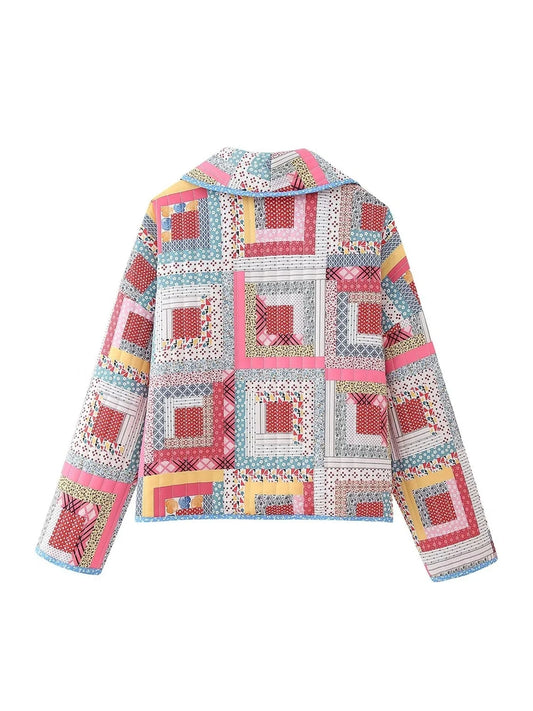 Kurtka pikowana | patchwork, otwarty przód