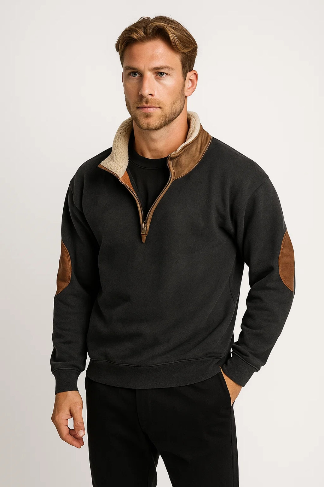 Sweter męski oversize | poduszki na łokciach