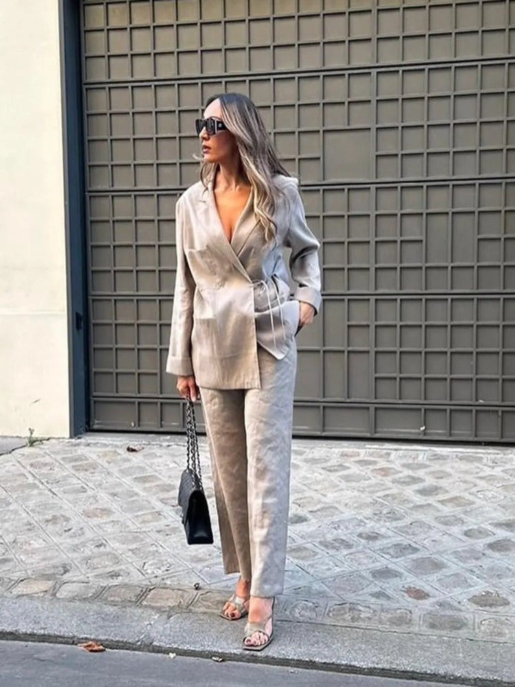 Komplet damski | marynarka oversize, szerokie spodnie