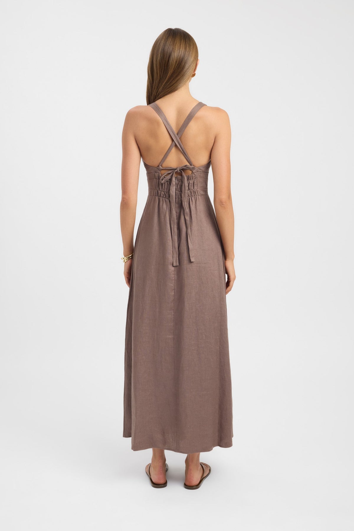 Sukienka maxi | krój fit and flare, dekolt V