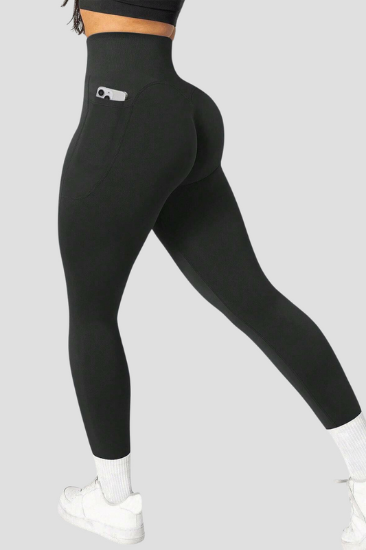 Legginsy sportowe damskie | kieszenie, wysoki stan