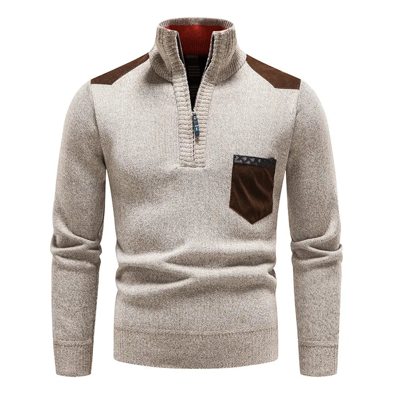Sweter męski | golf colorblock, dwukolorowy