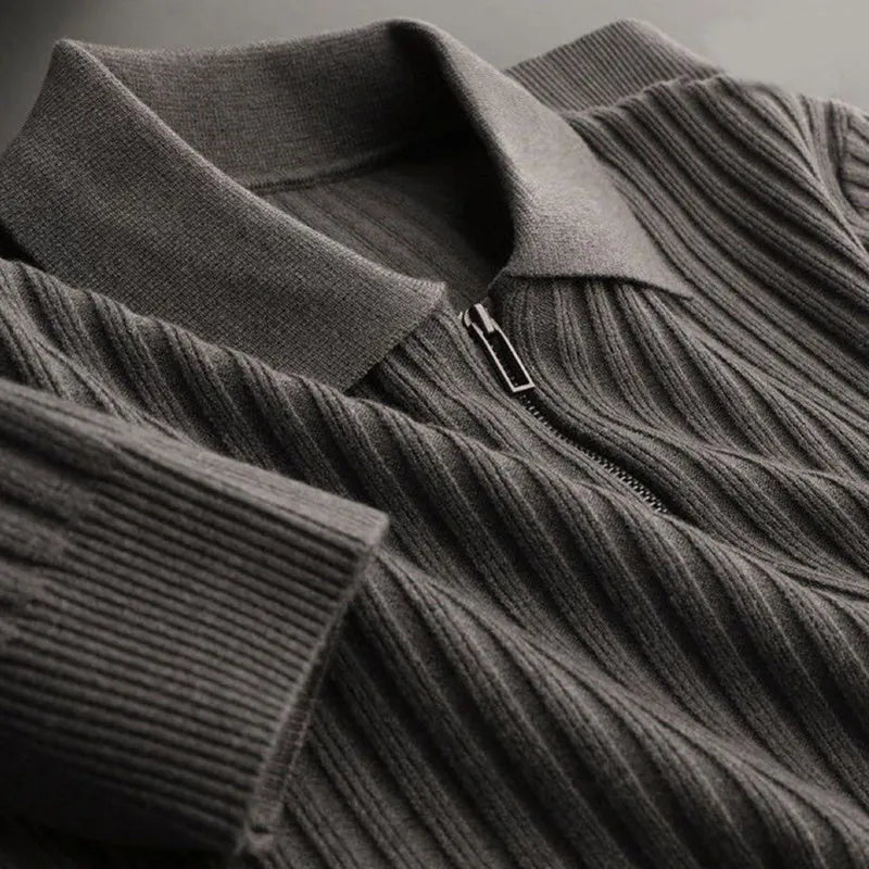 Sweter męski | kołnierzyk polo, wzór w paski