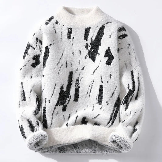 Sweter męski | abstrakcyjny wzór, luźny krój