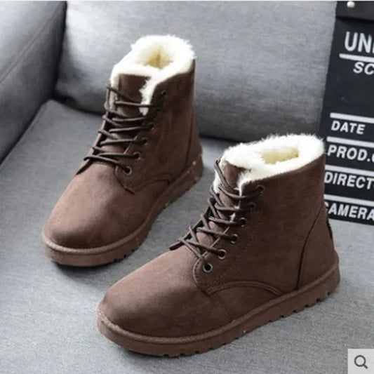 Buty zimowe damskie | futerko, sznurowanie