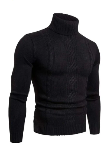 Sweter męski | skręcony wzór, wysoki kołnierz