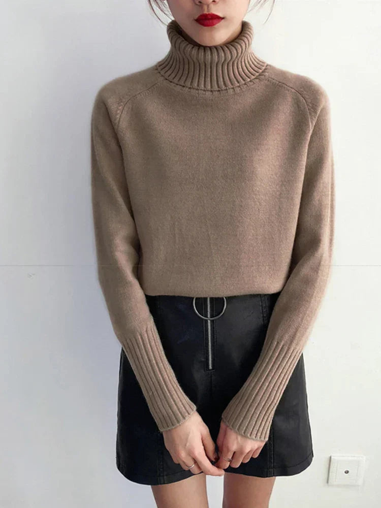 Sweter damski | golf, prążkowany splot