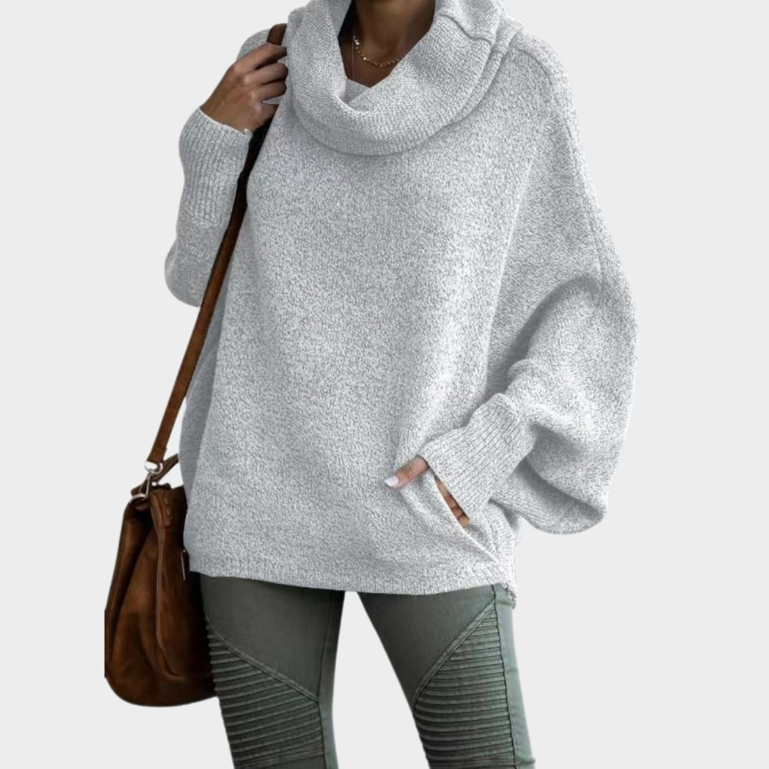 Sweter damski | rękawy nietoperzowe, kieszeń