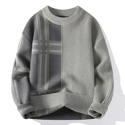 Sweter męski | patchwork, kontrastowe sekcje