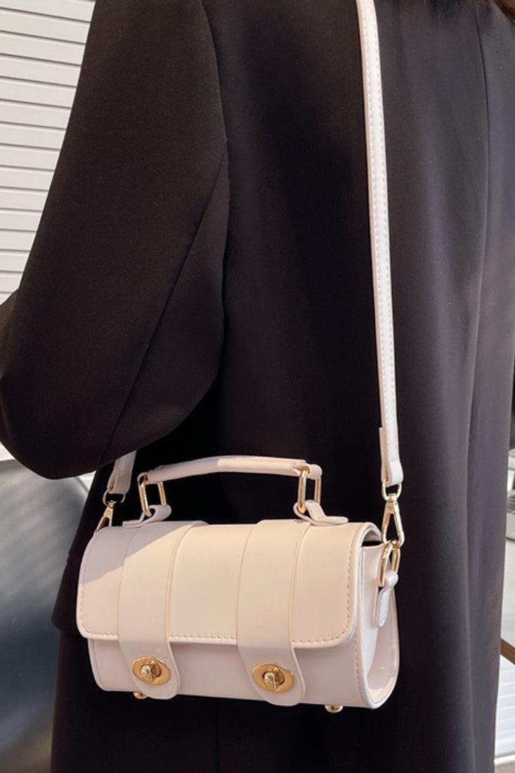 Torebka crossbody damska | beżowa, podwójny skręt