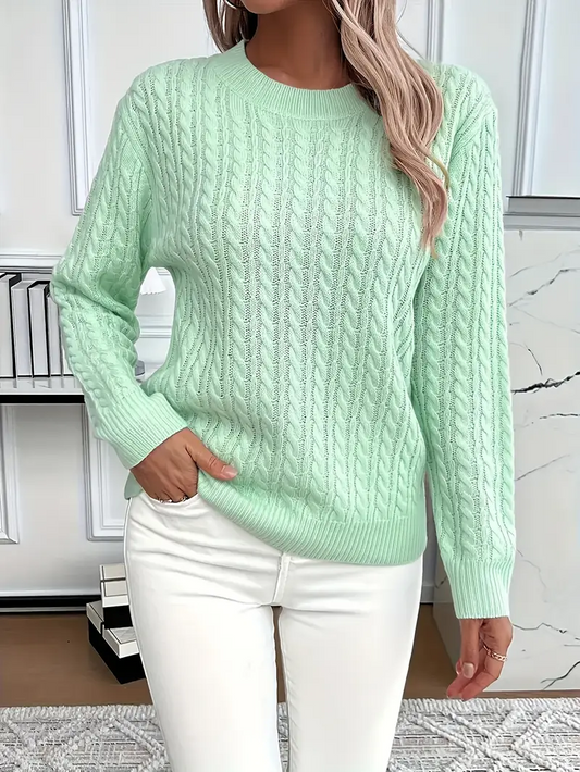 Sweter damski | wzór w warkocze, klasyczny krój