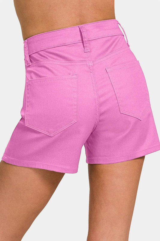 Szorty dżinsowe damskie | wysoki stan, kolor mauve