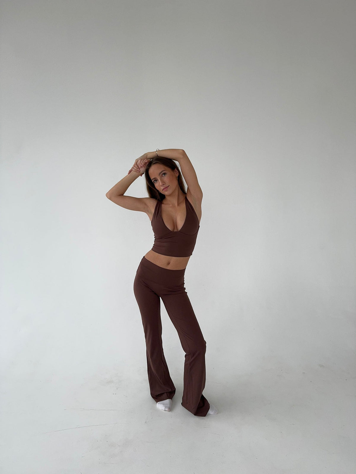 Komplet damski | crop top, rozszerzane nogawki