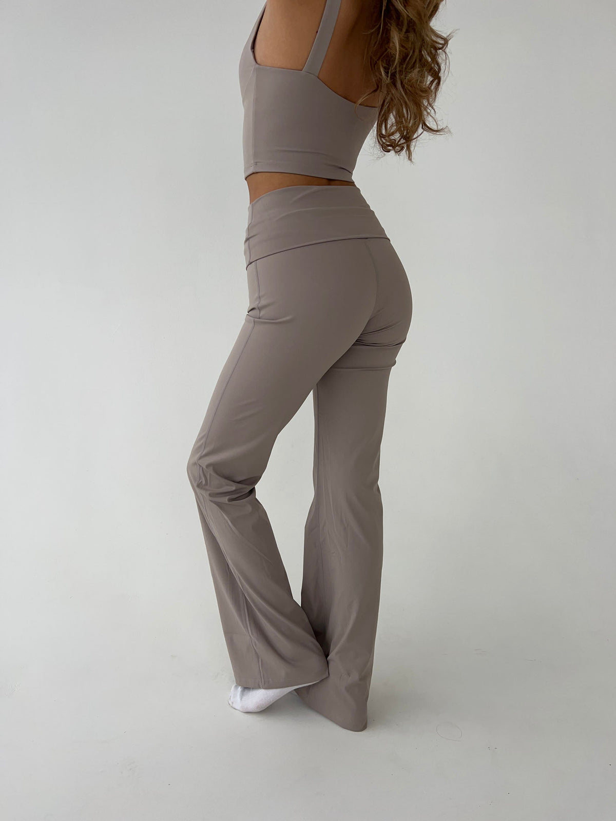 Komplet damski | prążkowana dzianina, crop top