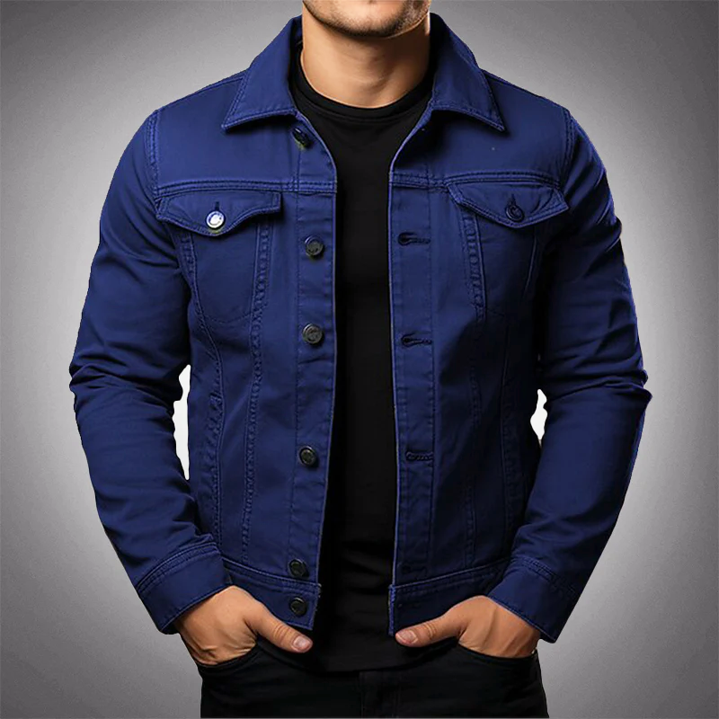 Kurtka dżinsowa męska | Bawełniany denim, zapięcie na guziki, klasyczny fason | Styl casual na co dzień