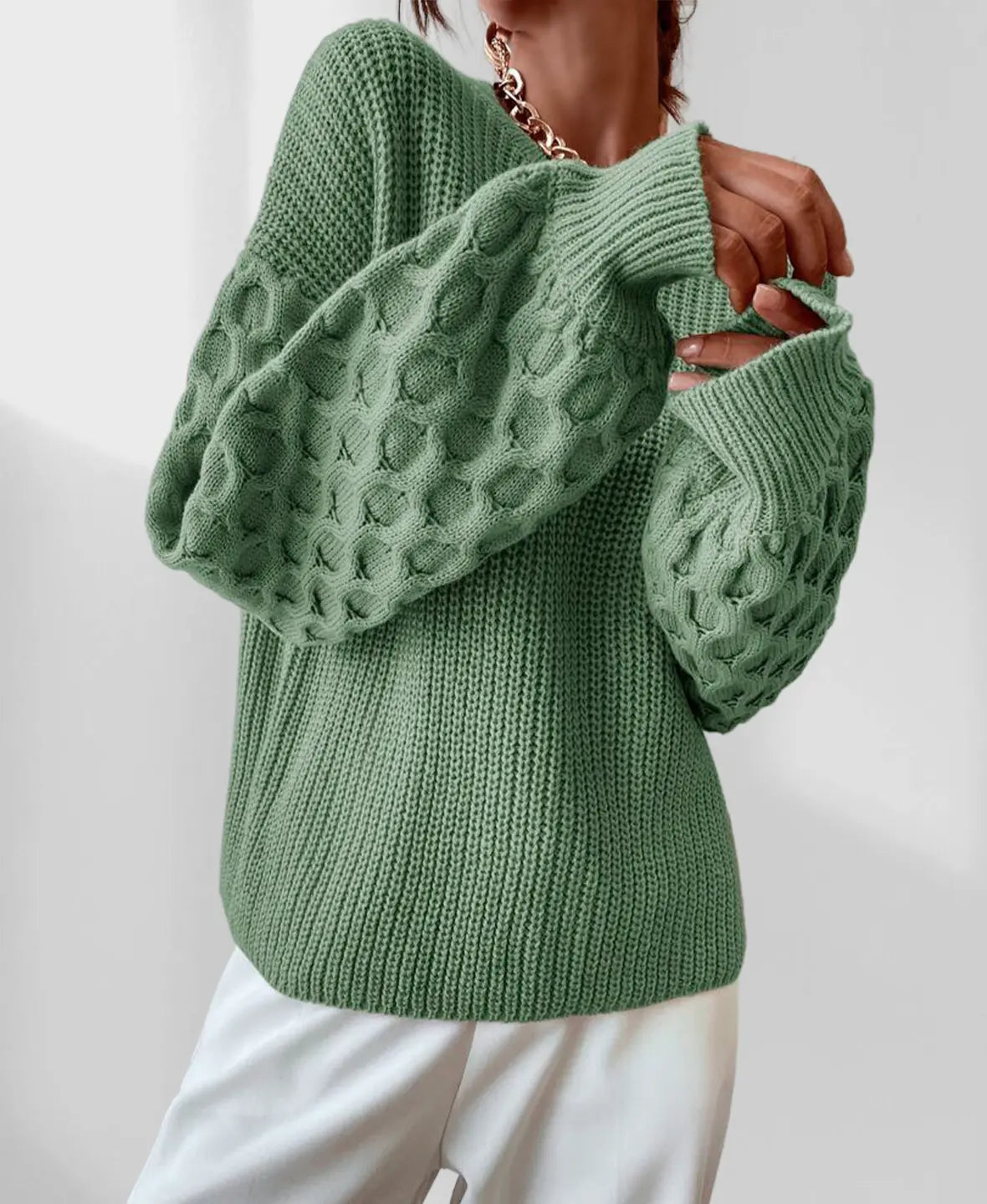 Sweter damski | okrągły dekolt, klasyczny krój