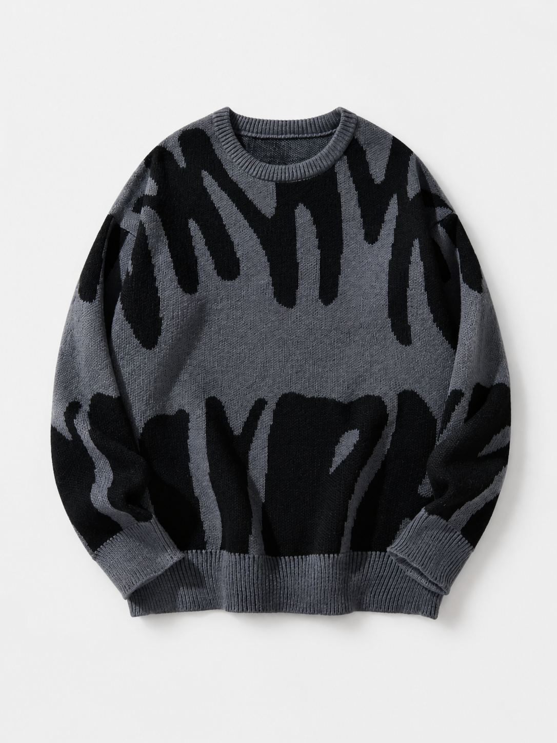 Sweter męski | abstrakcyjny wzór, okrągły dekolt