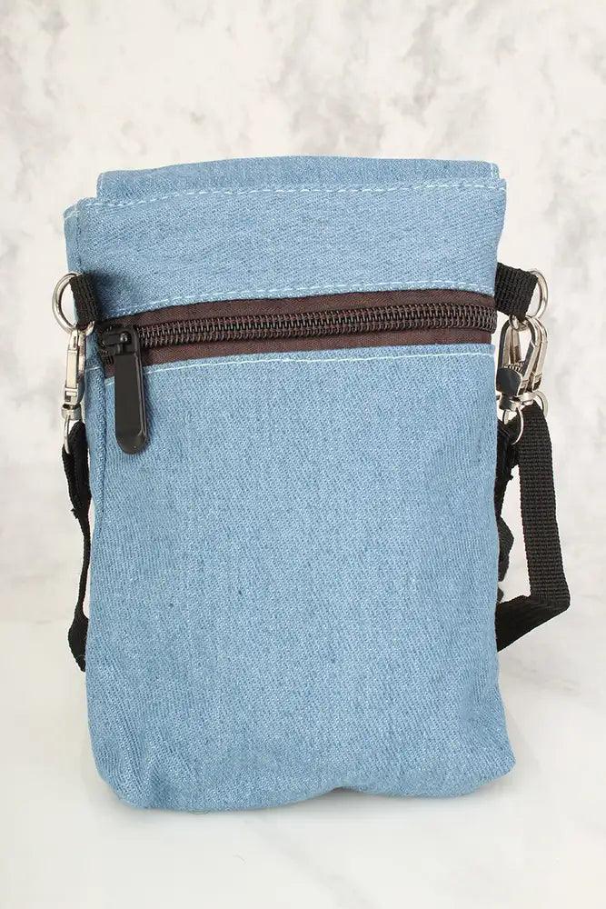 Mini torebka damska | denim, haftowany kaktus