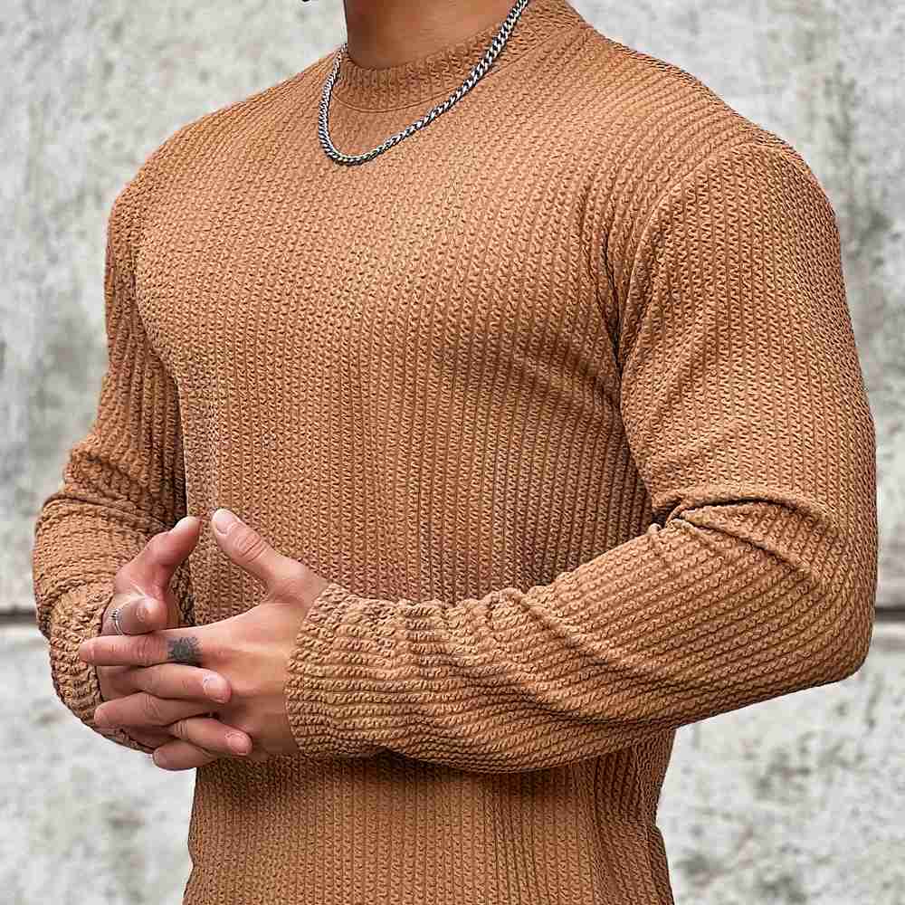 Sweter męski | okrągły dekolt, prosty krój