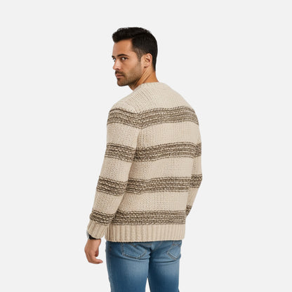 Sweter męski | zimowy, okrągły dekolt