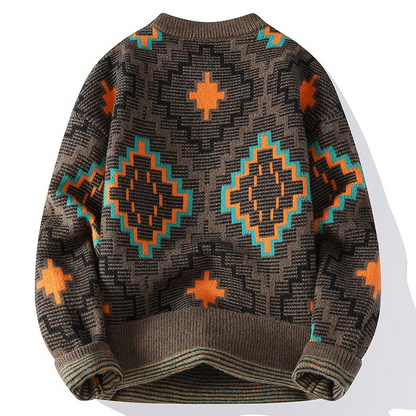 Sweter męski | geometryczny wzór, okrągły dekolt