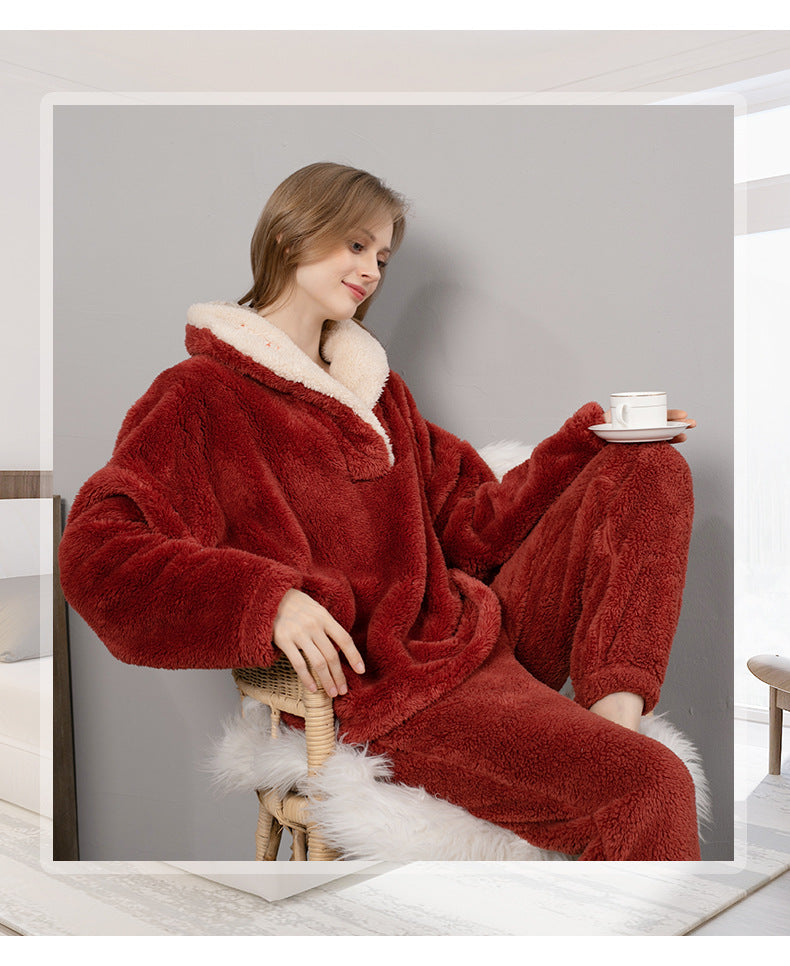 Piżama damska | fleece, kołnierz sherpa