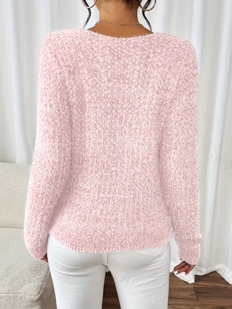 Sweter damski | dekolt V, luźny krój