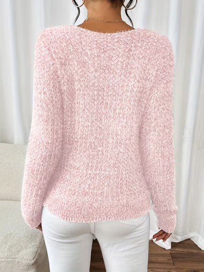 Sweter damski | dekolt V, luźny krój