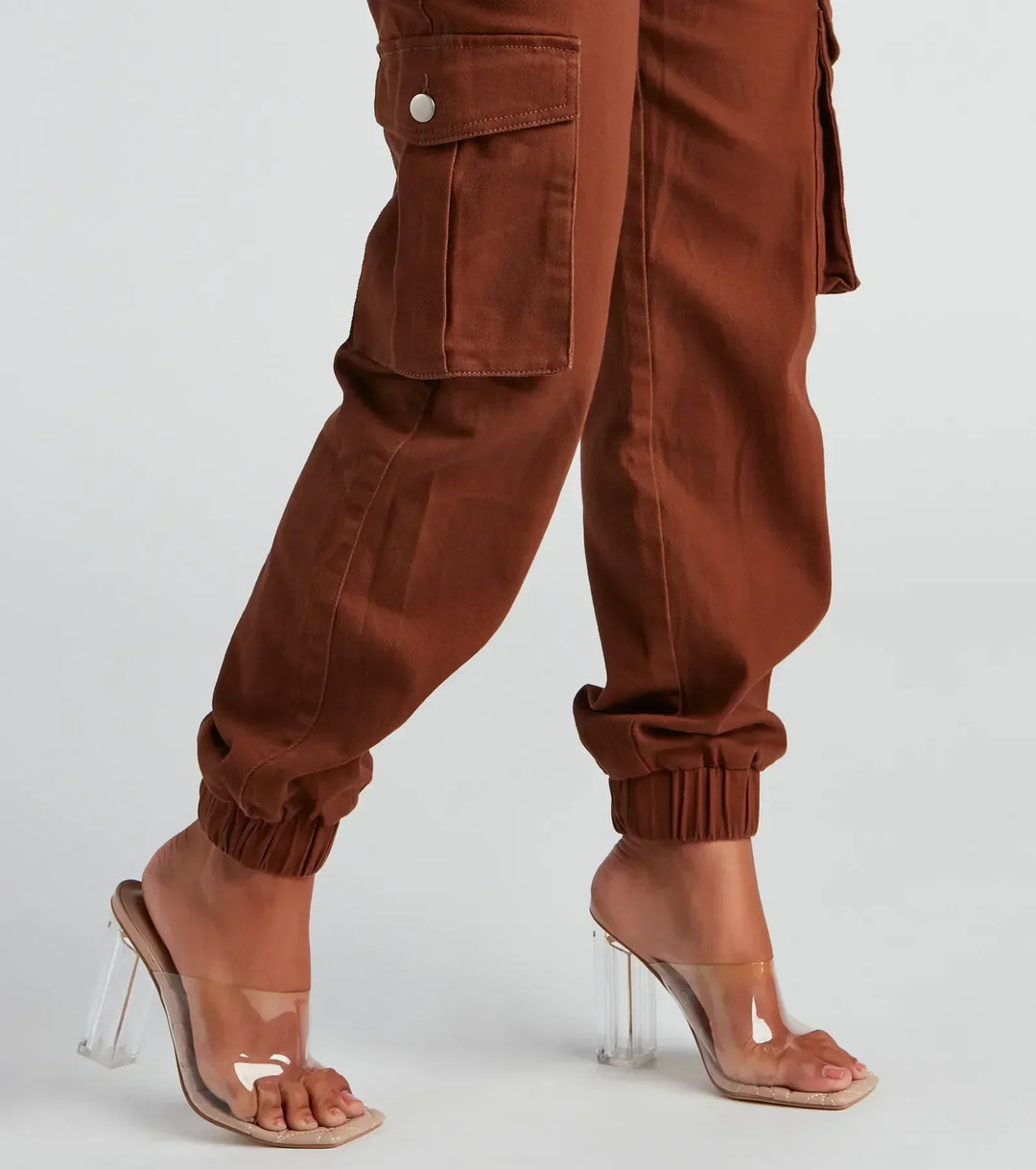 Spodnie cargo damskie | elastyczne mankiety, twill