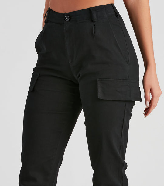 Spodnie cargo damskie | skinny, kieszenie z klapą