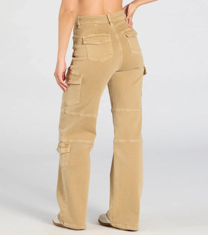 Spodnie cargo damskie | twill, sześć kieszeni