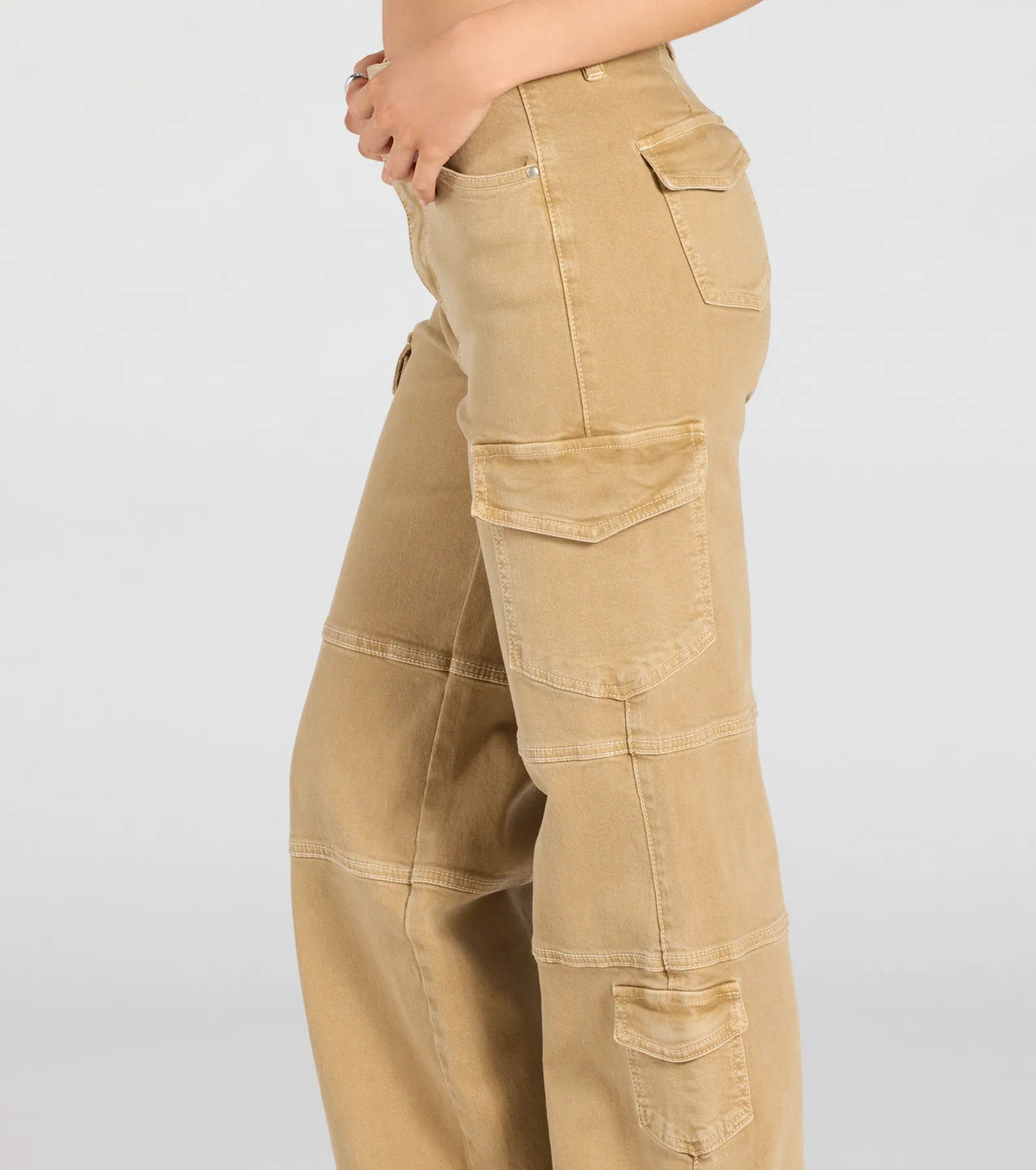 Spodnie cargo damskie | twill, sześć kieszeni