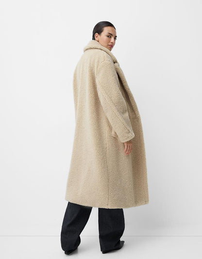 Płaszcz damski | pluszowe futro, oversize
