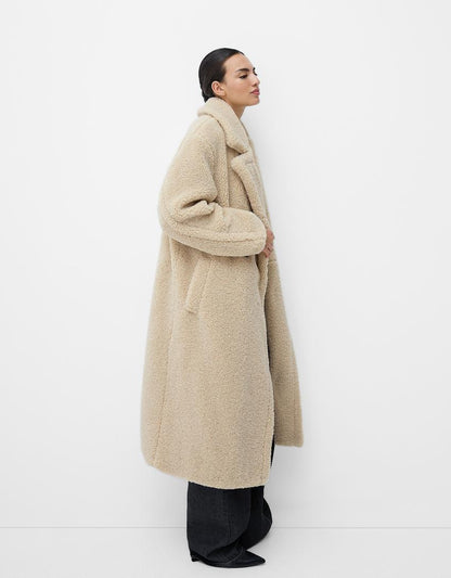 Płaszcz damski | pluszowe futro, oversize
