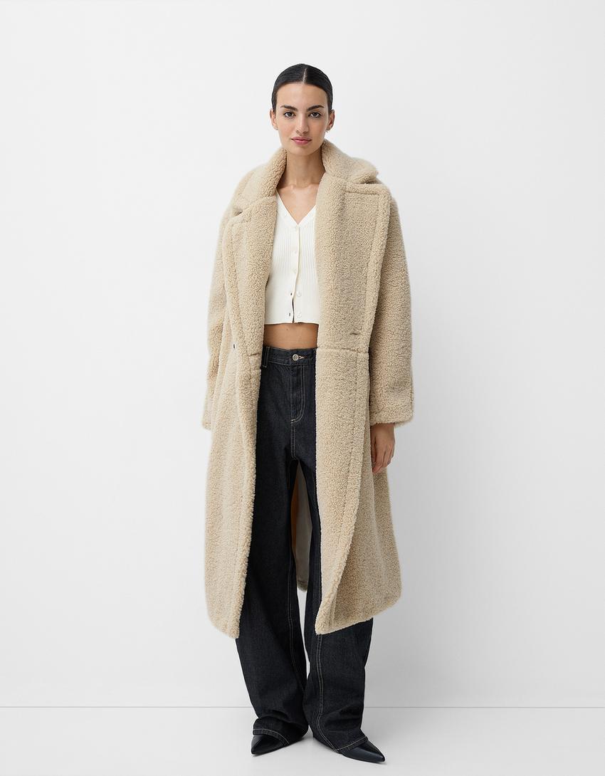 Płaszcz damski | pluszowe futro, oversize
