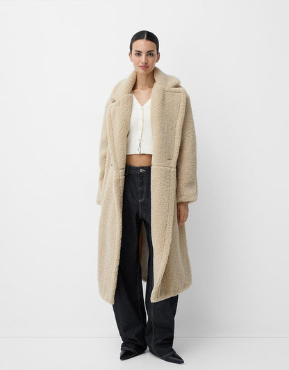 Płaszcz damski | pluszowe futro, oversize
