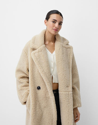 Płaszcz damski | pluszowe futro, oversize