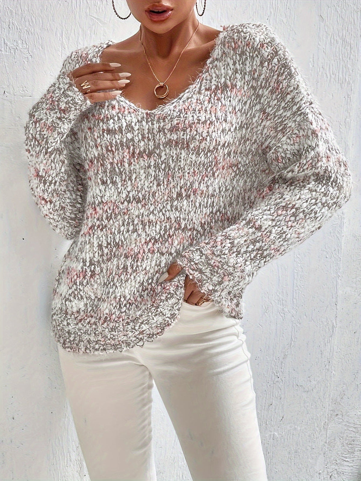 Sweter damski | oversize, długie rękawy