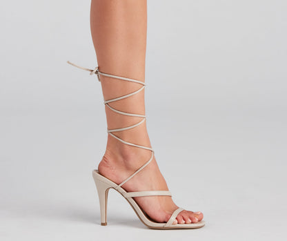 Szpilki damskie sznurowane | Kwadratowy nosek, obcas stiletto, podwójne paski | Elegancki styl wieczorowy