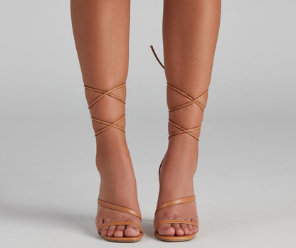 Szpilki damskie sznurowane | Kwadratowy nosek, obcas stiletto, podwójne paski | Elegancki styl wieczorowy
