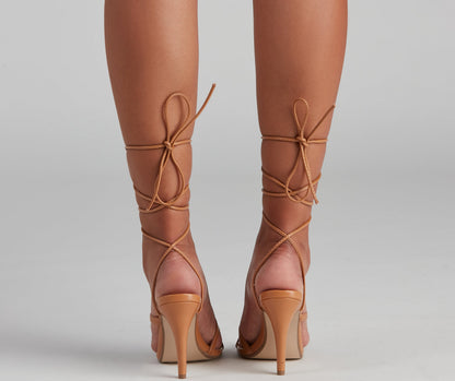 Szpilki damskie sznurowane | Kwadratowy nosek, obcas stiletto, podwójne paski | Elegancki styl wieczorowy